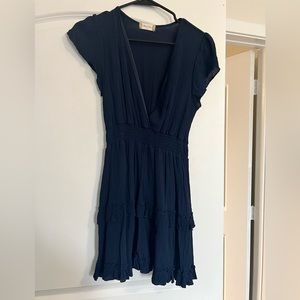 Altar’d Stare Short Navy Dress, Deep v-neck
